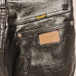 Wrangler Shiny Black Vinyl VintagePants Sz 27waist